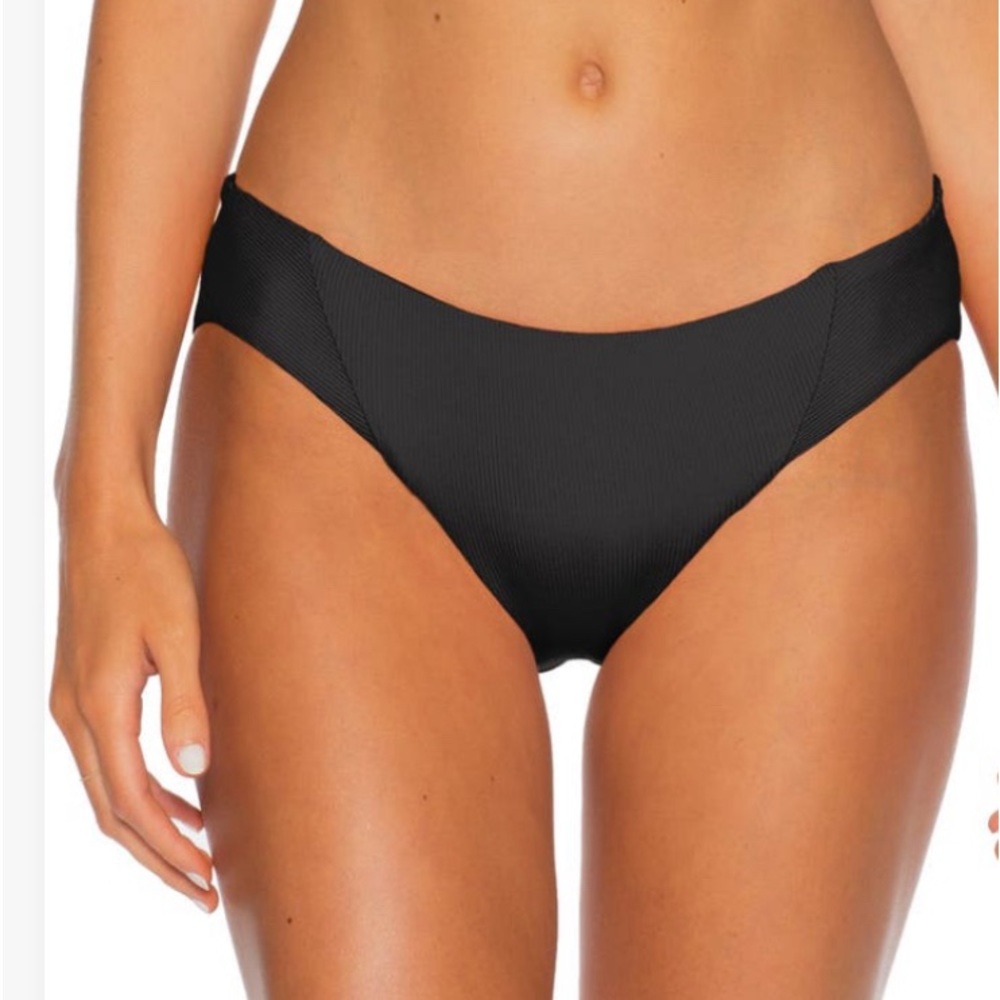 Becca black tiny ribbed bathing suit bottom .  NWT